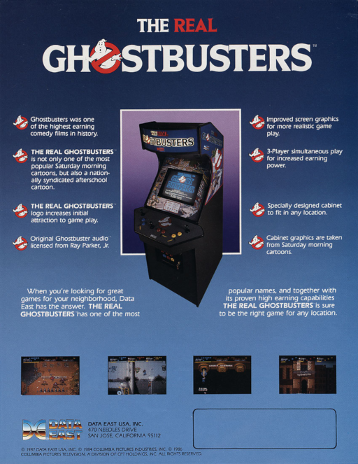 The Real Ghostbusters (US 2 Players) Arcade Game Cover